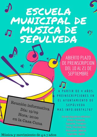 Imagen Abierta preinscripción para la Escuela Municipal de Música de Sepúlveda