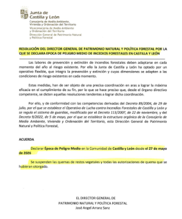 Imagen Se suspenden las quemas de restos vegetales y todas las autorizaciones de quema que se hubieran otorgado